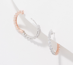 Diamonique x Udi Love Plus Two-Tone Hoop Earrings, Sterling Silver, Size 3/4"