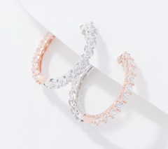 Diamonique x Udi Love Plus Two-Tone Hoop Earrings, Sterling Silver, Size 3/4"