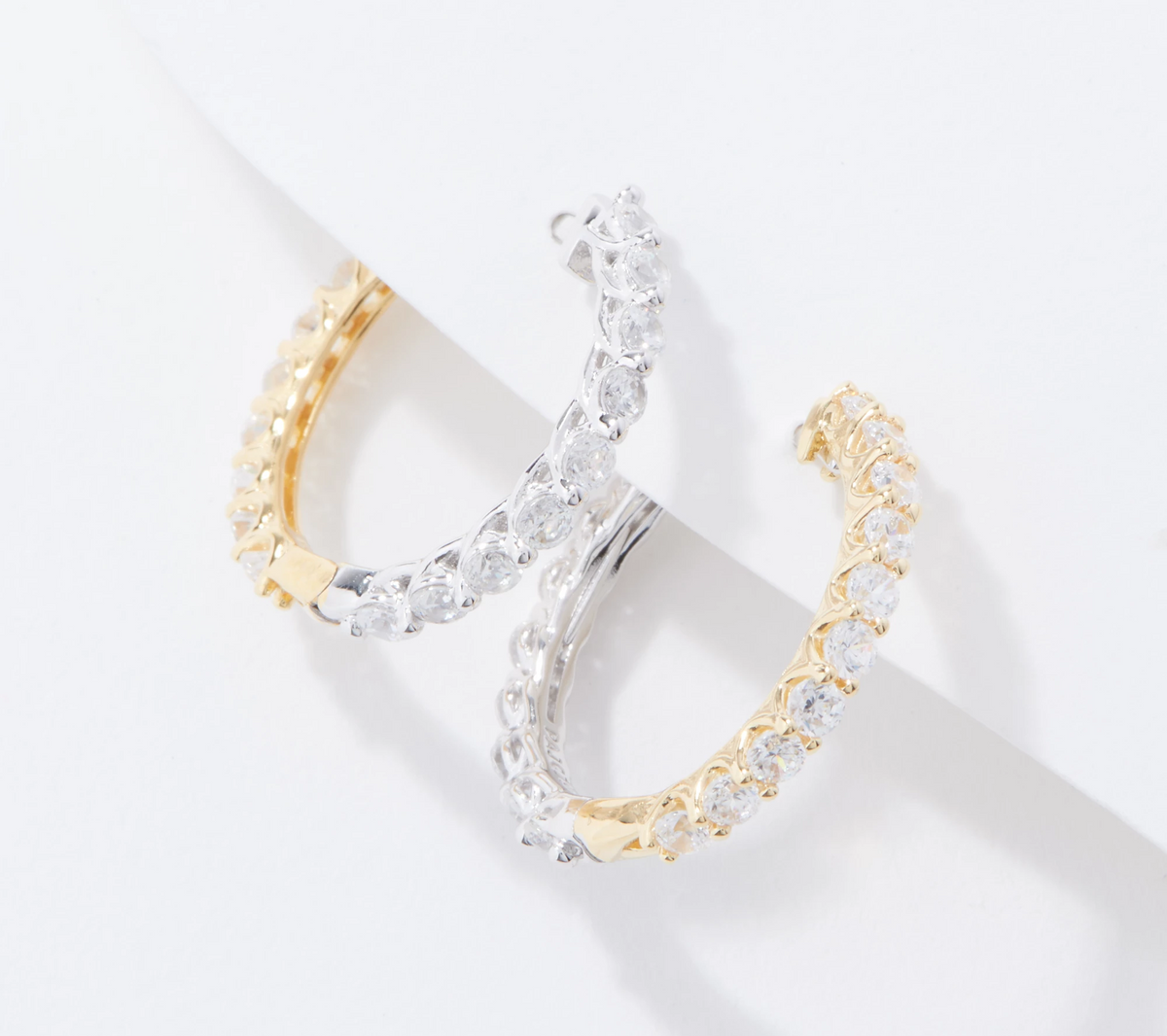 Diamonique x Udi Love Plus Two-Tone Hoop Earrings, Sterling Silver, Size 3/4"