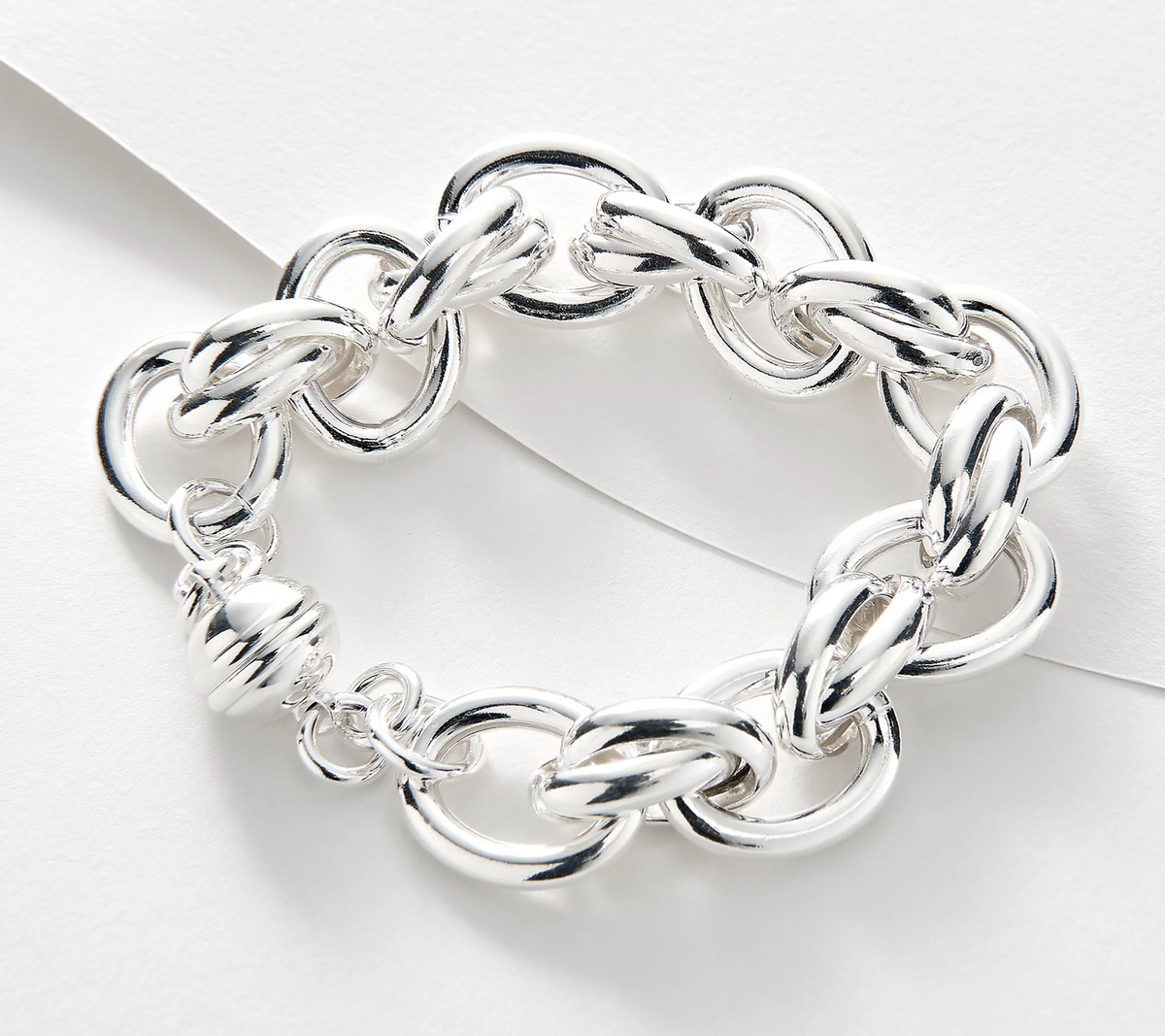 UltraFine 950 Silver Choice of Link Magnetic Bracelet, Large