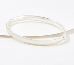 UltraFine 950 Silver Polished Finished Oval Tube Hinged design Bangle 6-1/2"
