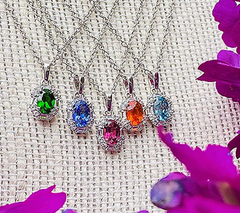Generation Gems Sterling Silver Exotic Slue Zircon Oval Pendant