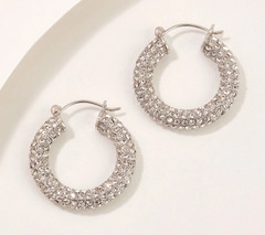 Diamonique x Lisa Freede 1/2" "Donut" Hoop Earrings â€“ Silvertone Brass