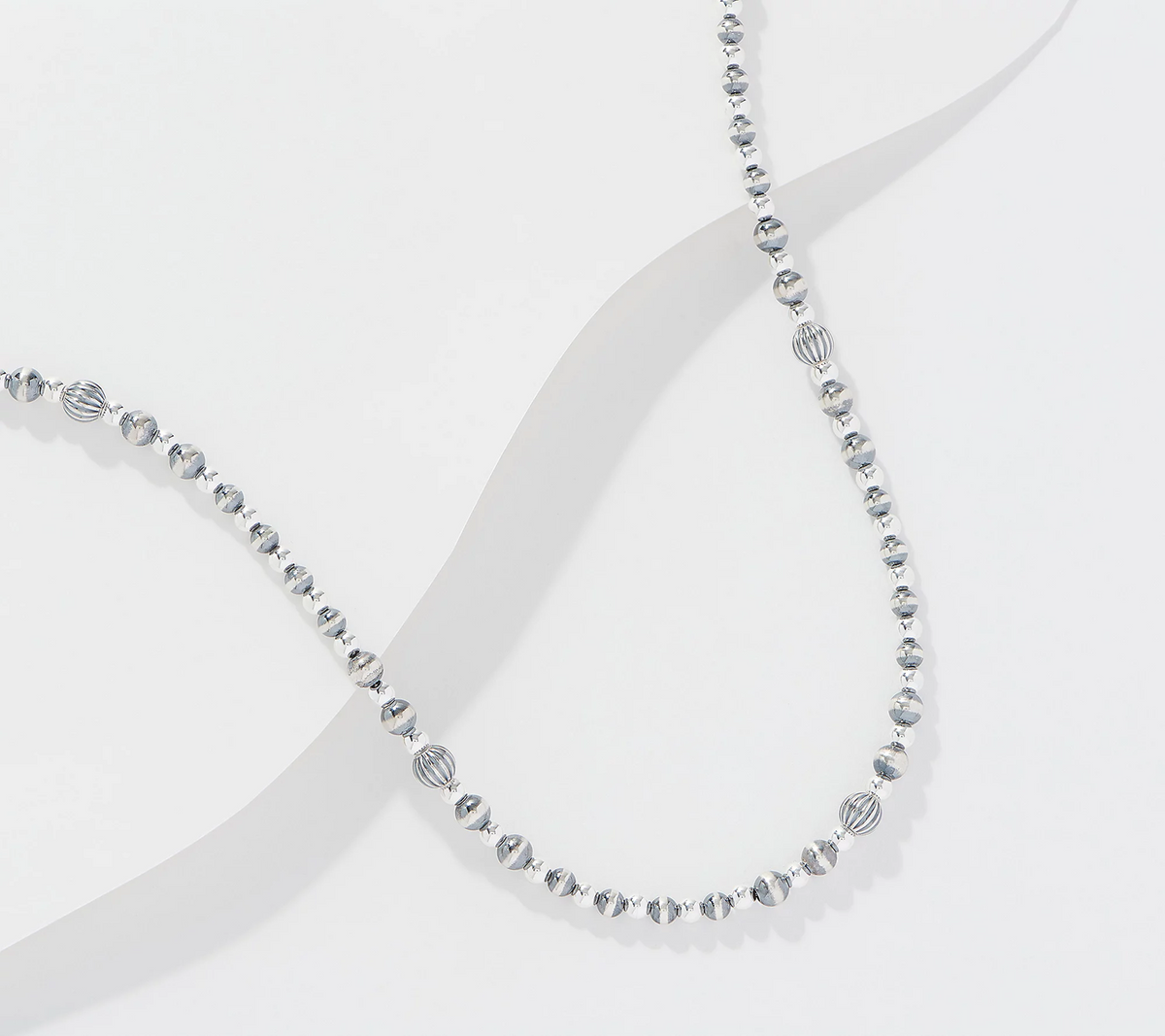 American West Sterling Silver Stamped & Bead 21" Necklace