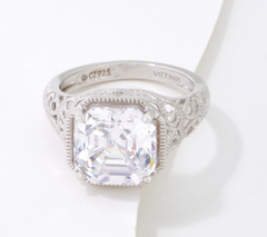 Diamonique x Jane Treacy Sterling Silver Platinum-Clad Virginia's Ring Size 7