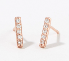 Diamonique Rose Pave Bar Stud Measures approximately 3/8"L x 1/8"W Earring 1.00