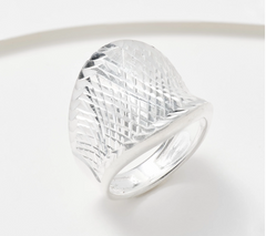 UltraFine 950 Silver Graduated Diamond-Cut Cancave Band Ring. Size 7