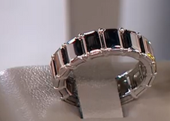 Lisa Freede x Silver Style Baguette Eternity Ring, Rhodium Plated Sterling Silver, Size 5