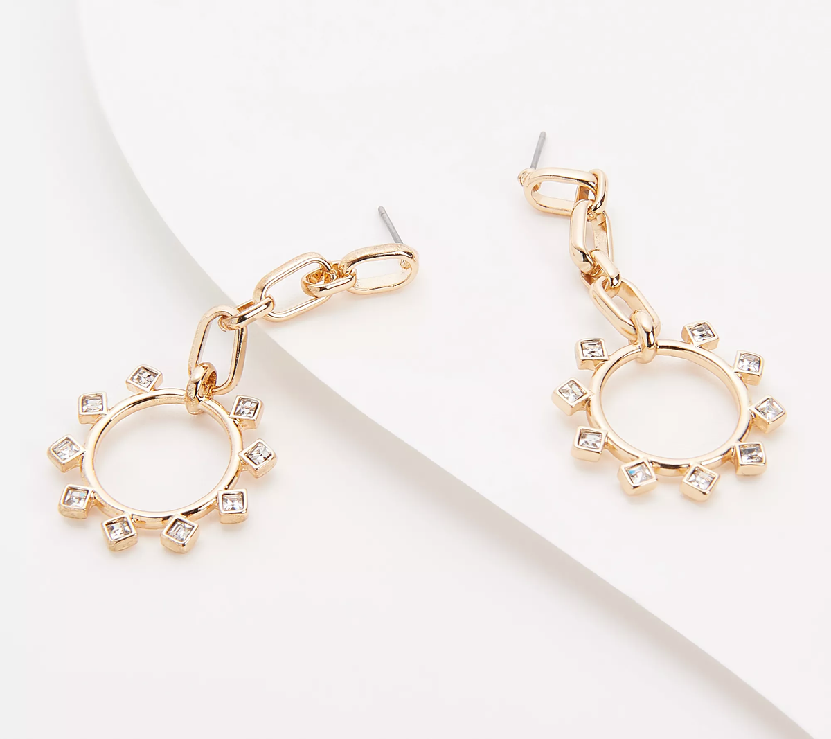 Susan Graver Crystal Circle Design Dangle Earrings