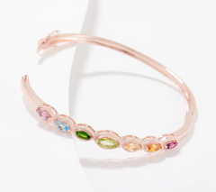 Affinity Gems Marquise Cut Rainbow Bangle Bracelet Sterling Silver, Avg