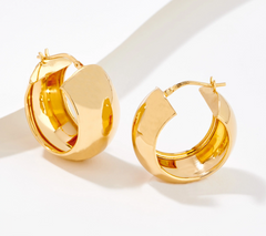 Silver Style Sterling Silver Gold-Clad Bold Hoop Earrings 1"