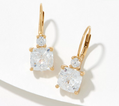 Diamonique Gold-Over Sterling Silver 35th Anniversary 135 Cushion Cut Earrings