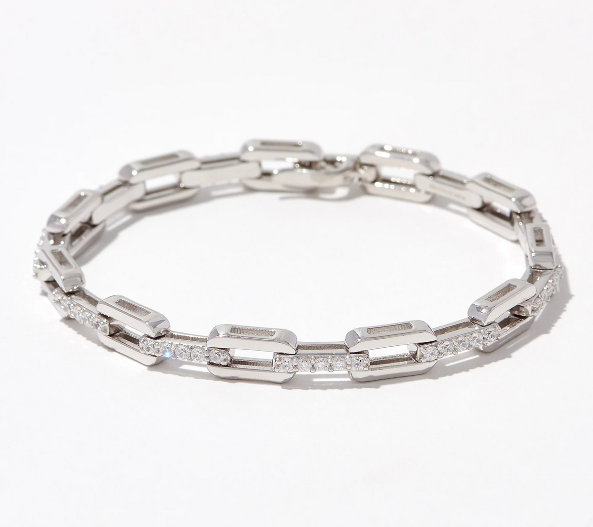 Diamonique x Kathy Levine 365 Link Sterling Silver Bracelet Small