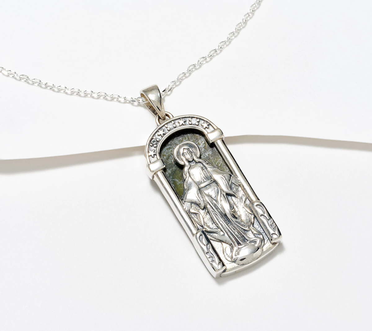 Connemara Marble Diamonique Sterling Silver Gate Pendant