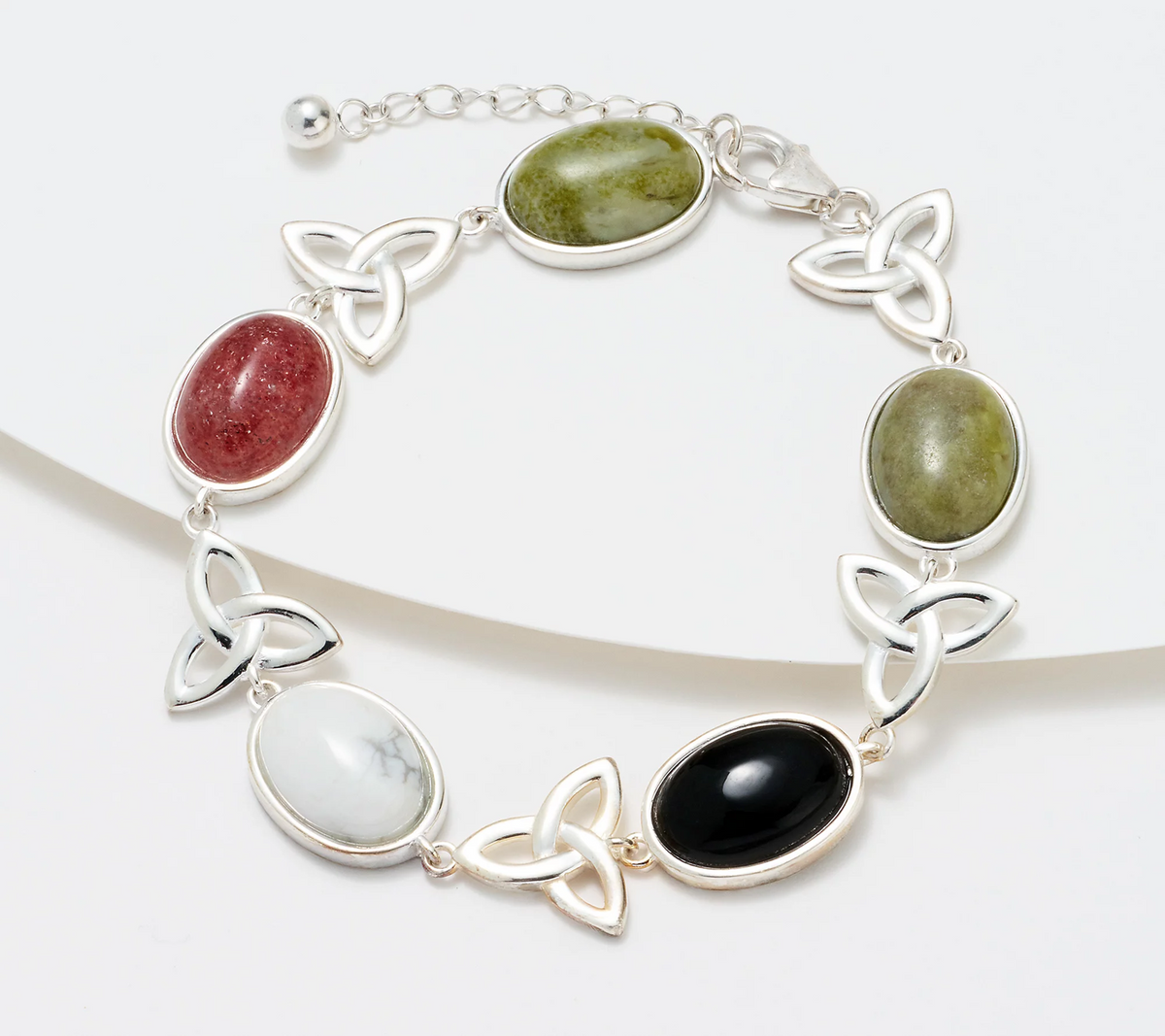 Connemara Marble Sterling Silver Colors of Ireland Bracelet, Size 8"