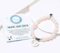 T.Jazelle  Pink Morganite  Beaded Bracelet with SS Moon and Stars Charm Small/Average