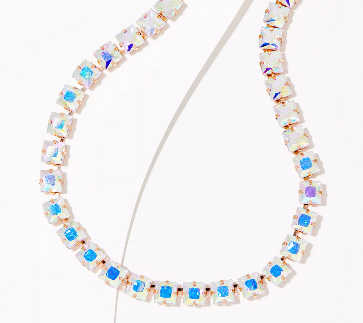 Kirks Folly Aurora Borealis Essentials Square Riviere Goldtone Necklace