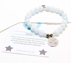 T. Jazelle  Celestine Beaded Gemstone Bracelet with Sterling Silver Star Charm