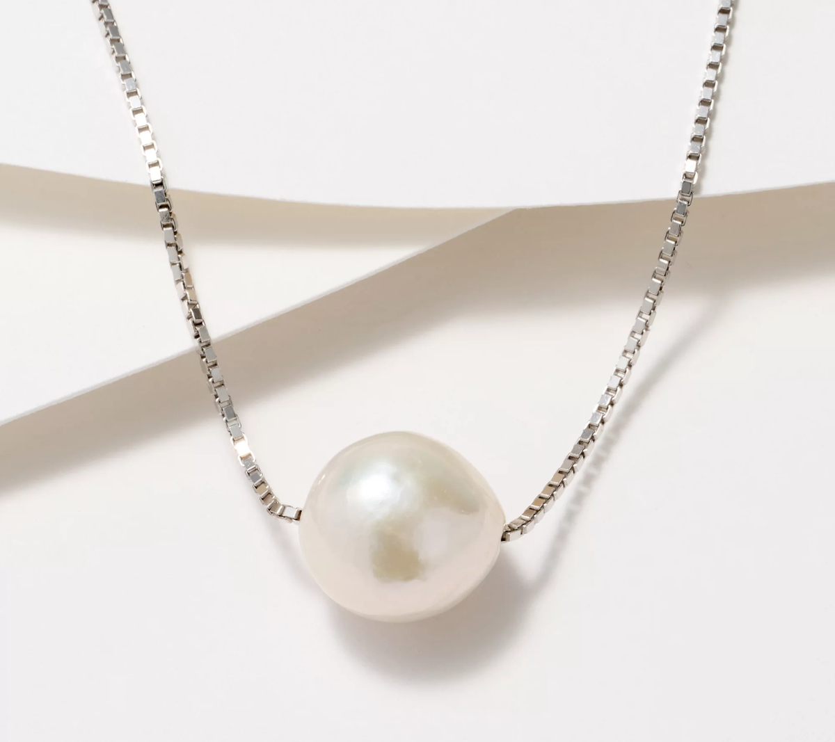 Honora Cultured Ming Pearl Box Chain Necklace, Sterling Silver