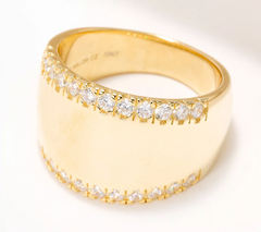 Diamonique Italia Golclad Sterling Silver Graduated Cigar Band Ring, Size 6