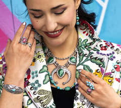 American West Sterling Silver Sleeping Beauty Turquoise Cluster Ring, Size 6