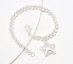 UltraFine 950 Silver 5mm Beaded Bracelet with Star Charm, Average