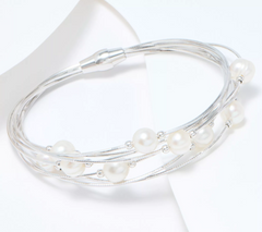 Honora Multi-Strand Cultured Pearl SS Bracelet w/ Magnetic Clasp Small