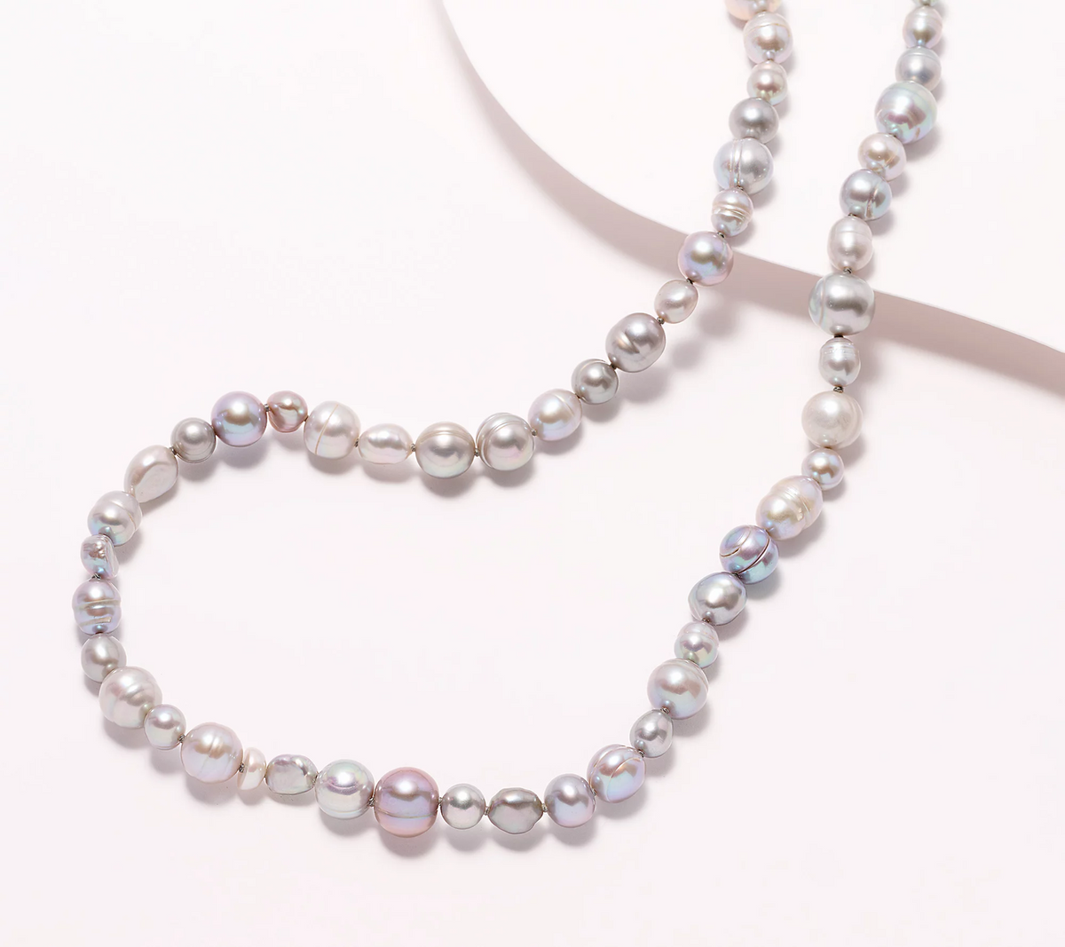 Honora 60" Cultured Gray Pearl Strand Sterling Silver Necklace
