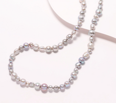 Honora 60" Cultured Gray Pearl Strand Sterling Silver Necklace