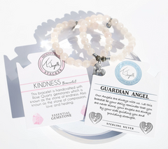 T. Jazelle Set of 2 Choice of Charm Gemstone Beaded Bracelet, Angel Wings, Small/Avg