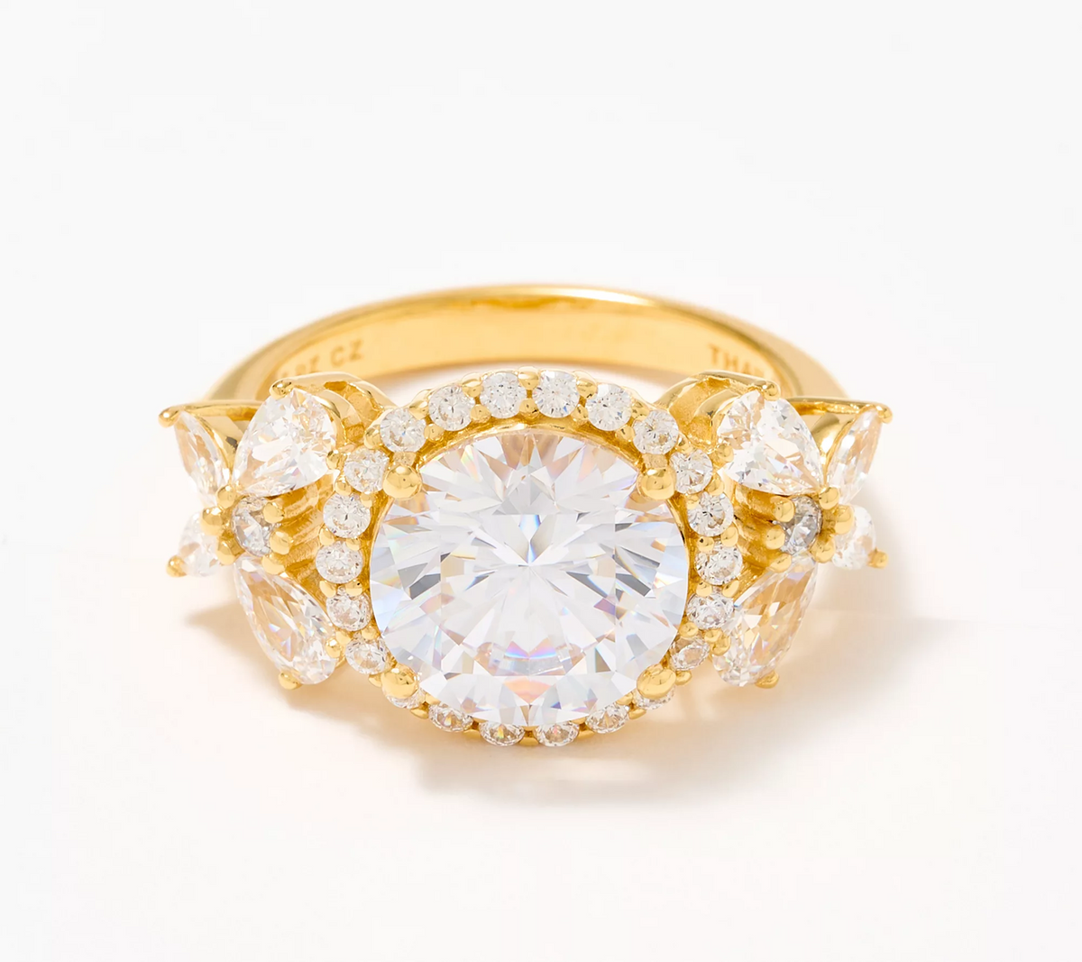 Diamonique Statement Cocktail 14K Gold-plated Sterling Silver Ring