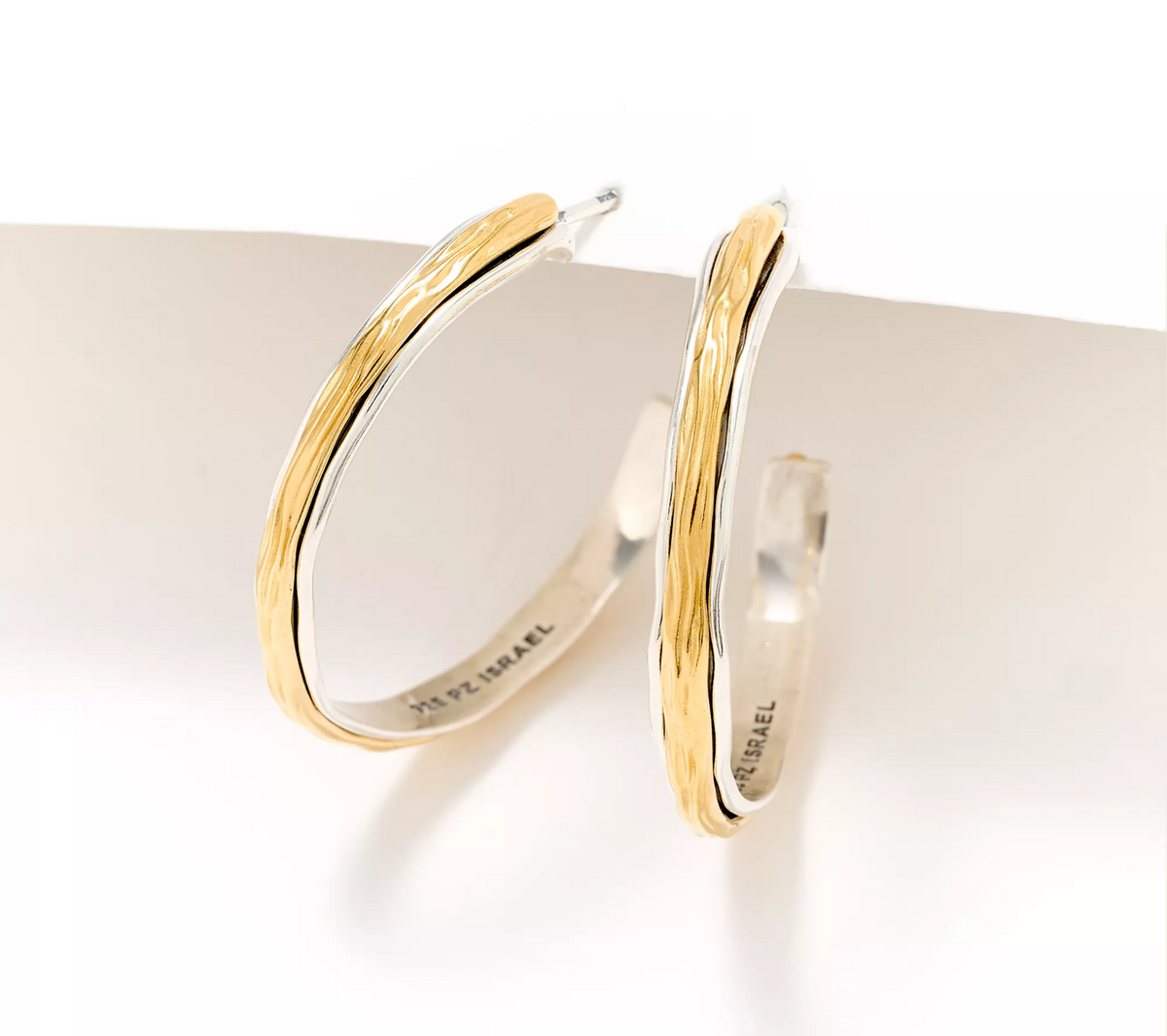 Or Paz Two-Toned Rope Textured Sterling & 14K Hoops