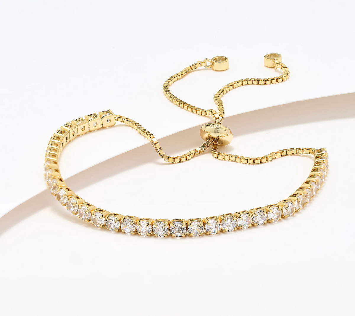 Diamonique Gold-Clad SS Classics Round Cut Tennis Slider Bracelet Avg