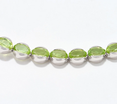Affinity Gems  Sterling Silver Oval Cut Peridot Tennis Bracelet Large