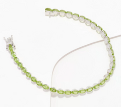 Affinity Gems  Sterling Silver Oval Cut Peridot Tennis Bracelet Large
