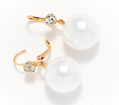 Joan Rivers Parisian Drop Lever back Goldtone Cream-colored Pearl Earring