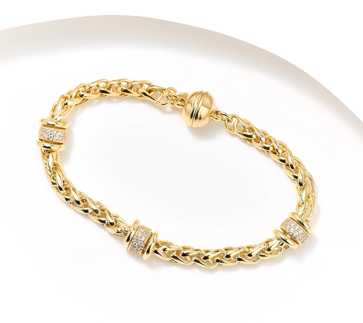 Diamonique Italia Gold Clad Sterling Silver C/O Chain Station Bracelet Avg