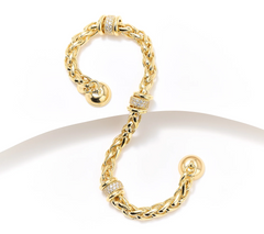 Diamonique Italia Gold Clad Sterling Silver C/O Chain Station Bracelet Avg