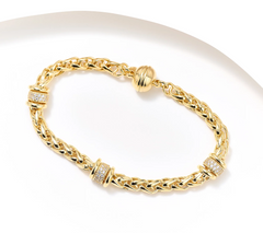 Diamonique Italia Gold Clad Sterling Silver C/O Chain Station Bracelet Avg