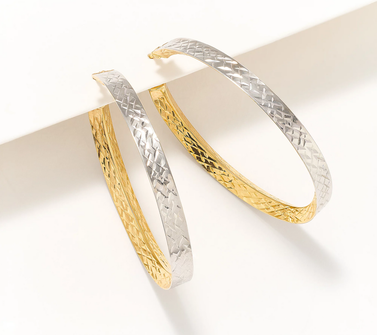 David Markstein 14K Gold Inside Out 1-1/2" Hoop Earrings