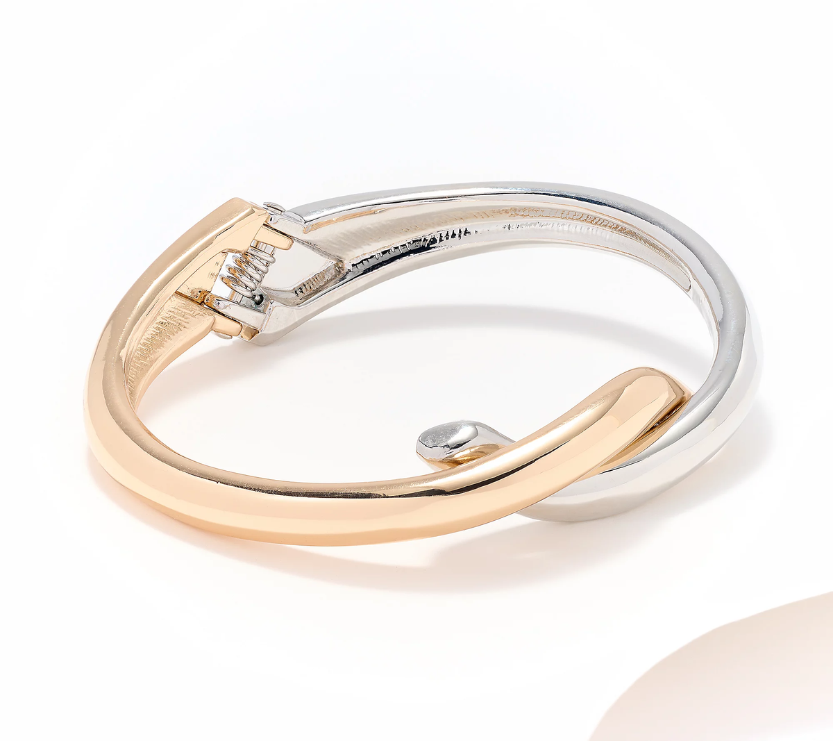 Susan Graver Hinged  Goldtone and silvertone Bangle Bracelet