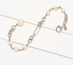 Honora Cultured Pearl Chain Sterling Silver Bracelet Small