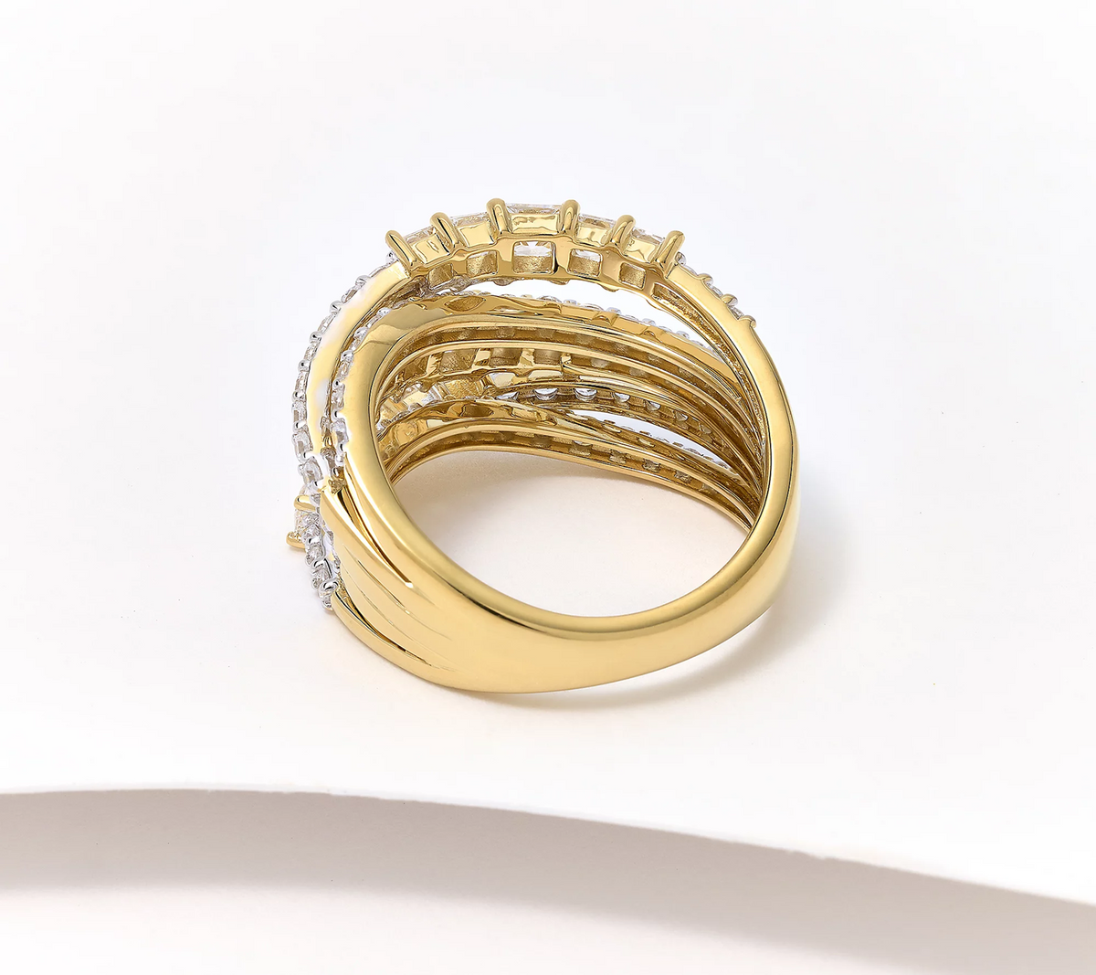 Diamonique x Jennifer Miller Graduated Half Eternity Gold-Over Sterling Silver Ring Size 9