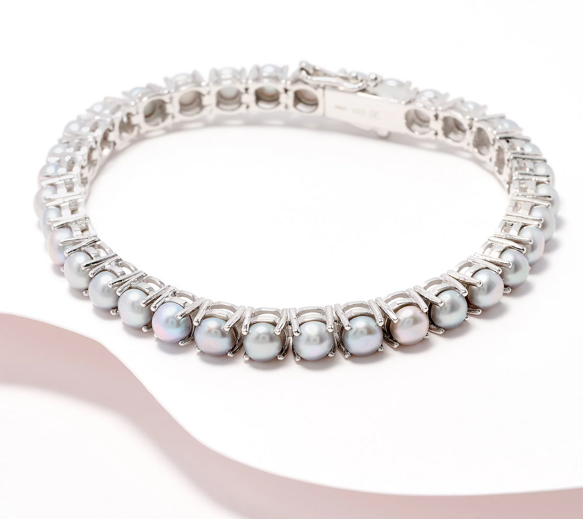 Honora Cultured Grey Pearl Sterling Silver Tennis Bracelet Small