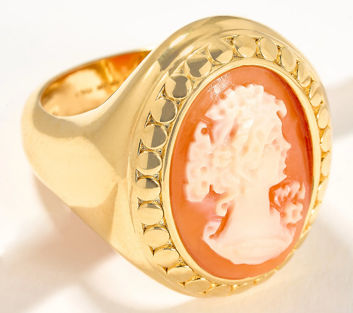 David Markstein Sterling Silver Cameo Beaded Frame Polished Ring, Size 9