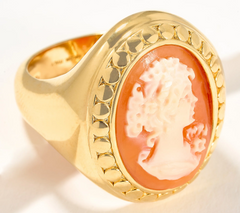 David Markstein Sterling Silver Cameo Beaded Frame Polished Ring, Size 9