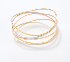 David Markstein Sterling Silver Tri Tone Multi Fine Line Bangle, Large