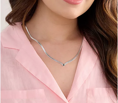 UltraFine 950 Silver V Shape Herringbone 20" Necklace