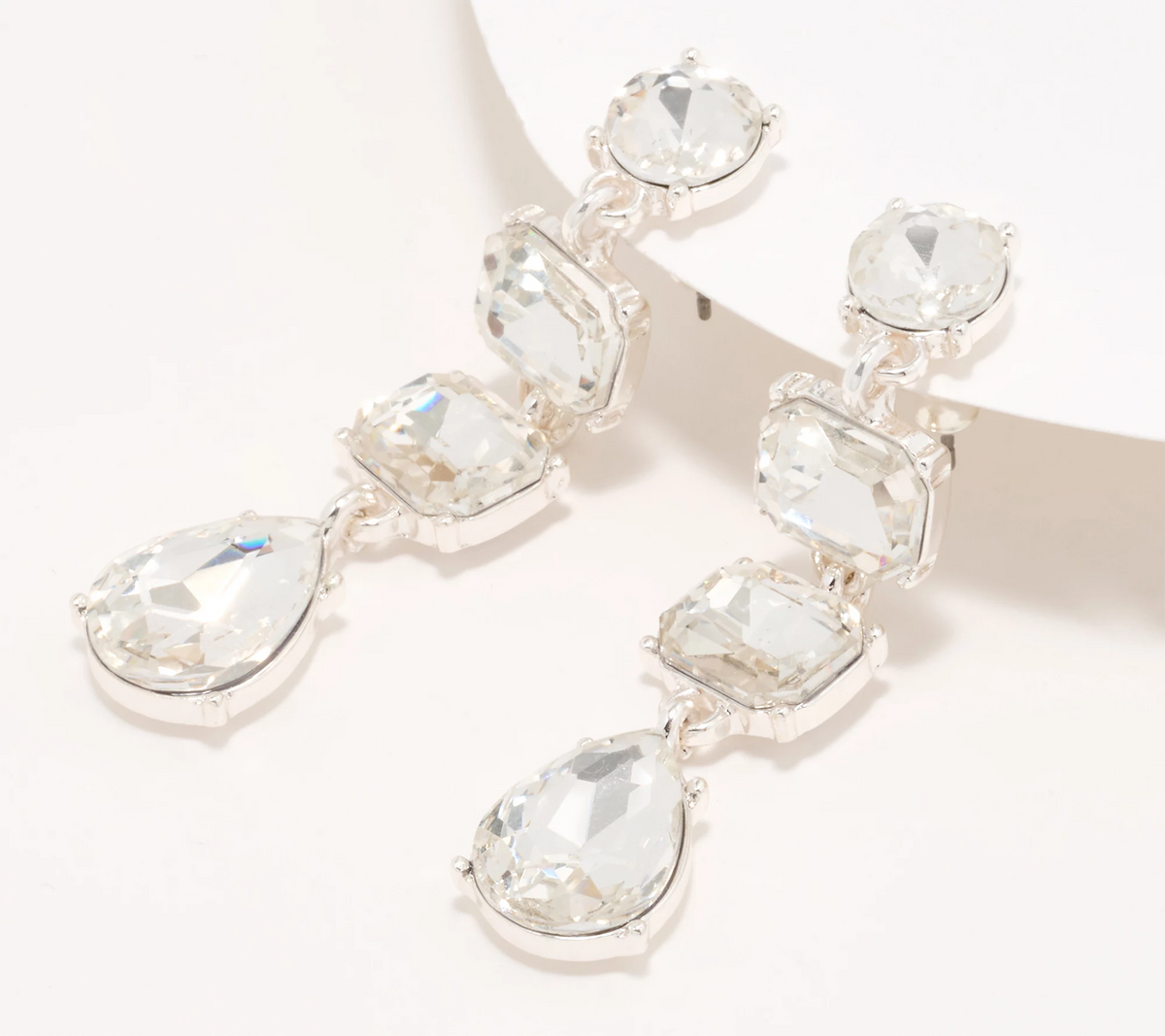 Joan Rivers Mixed Shape Crystal Clear Drop Earring
