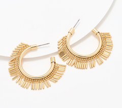 Susan Graver Metal Fringe Semi Hoop Earrings, GoldTone